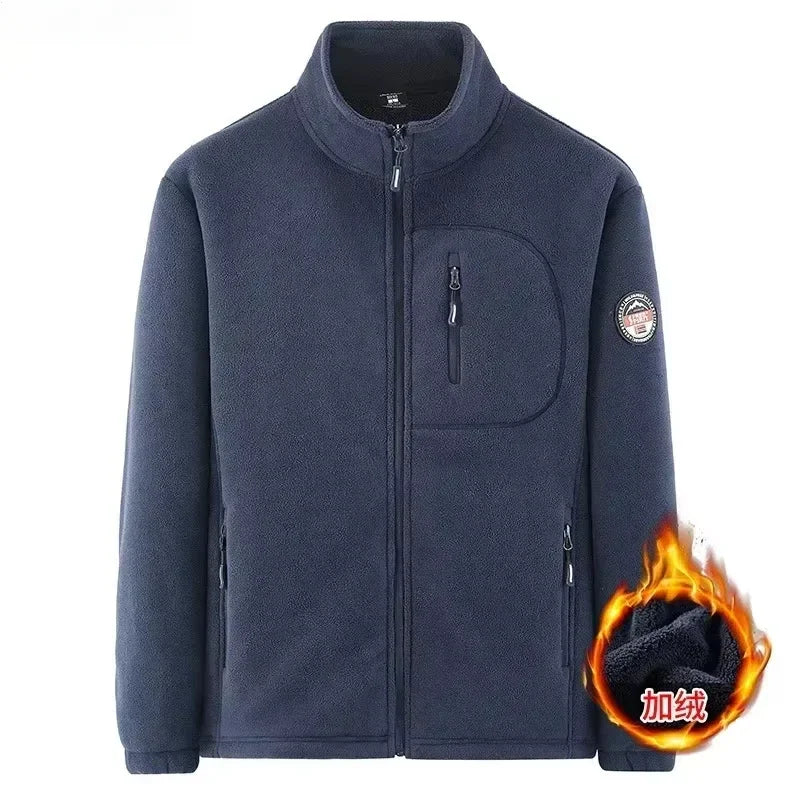 2025 Men's Polar Fleece Standing Collar Warm Jacket High-quality Men's Plush and Thick Windproof Winter Jacket Men Clothing 5XL