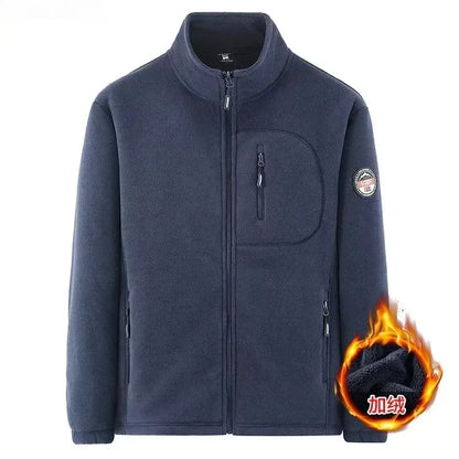 2025 Men's Polar Fleece Standing Collar Warm Jacket High-quality Men's Plush and Thick Windproof Winter Jacket Men Clothing 5XL