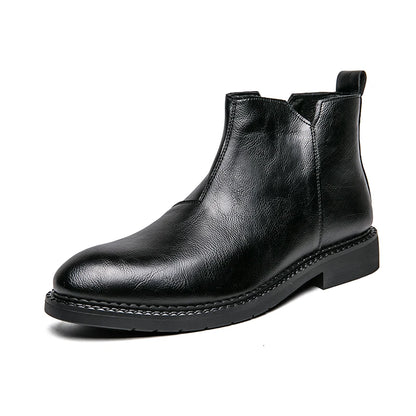 Men's Genuine Leather Boots Classic Ankle Boots Winter Business Short Boots Men's Casual Boots Pointed Groom's Wedding Boots