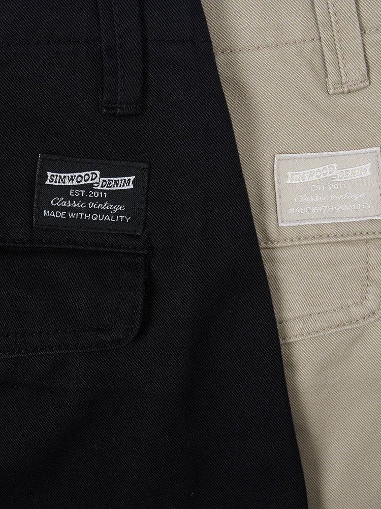 Autumn New Regular Straight Pants Men 320gsm Dark Washed Fabric Chinos Plus Size Trouseres
