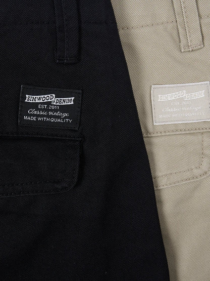 Autumn New Regular Straight Pants Men 320gsm Dark Washed Fabric Chinos Plus Size Trouseres