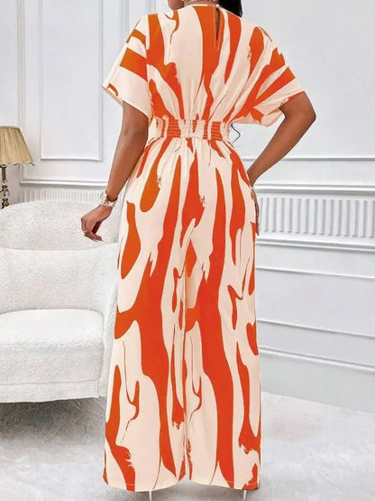 Women Jumpsuit Loose Wide-leg Pants Casual Printed Romper