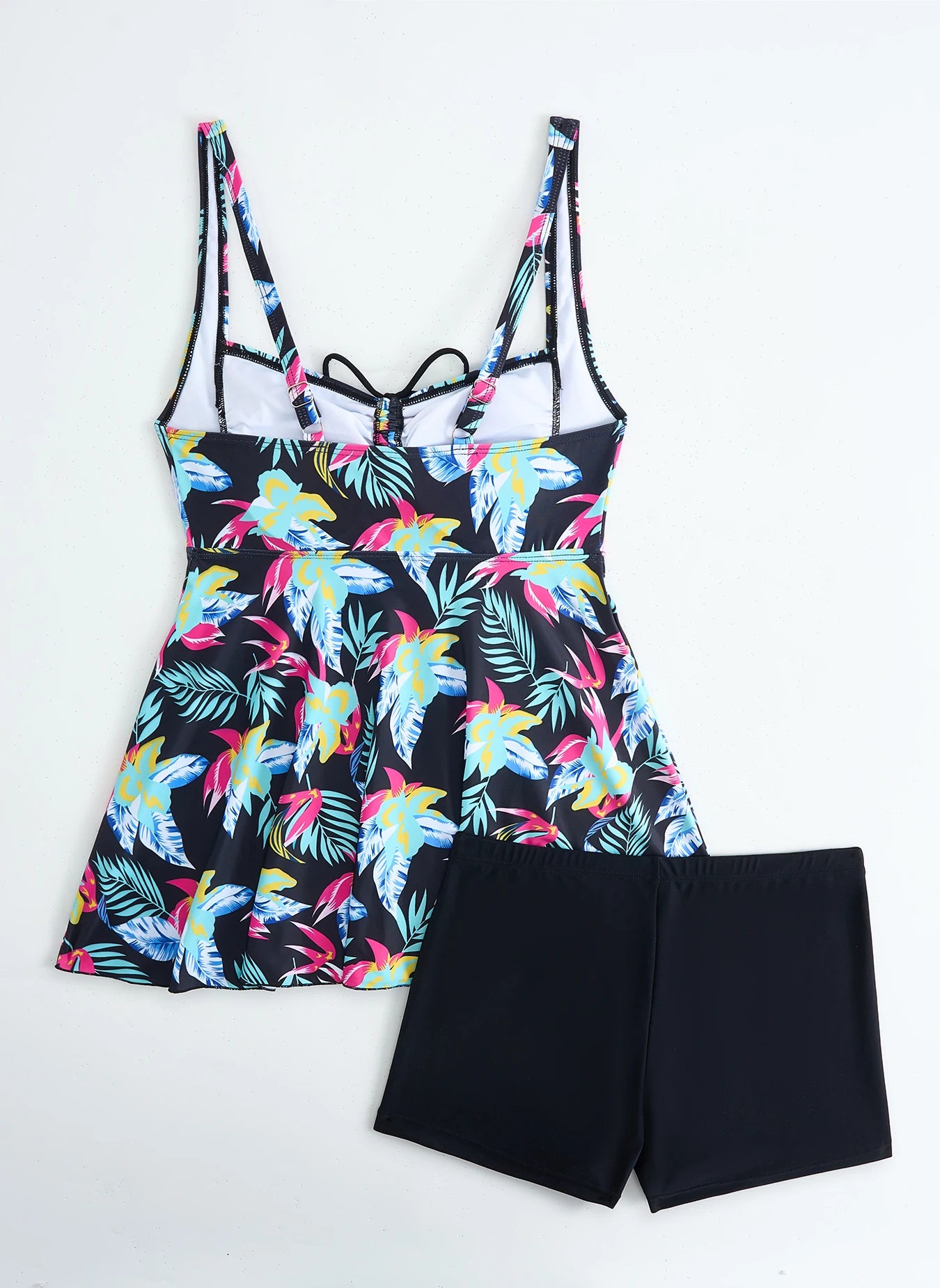 2025 Drawstring Tankini Set Two Piece Swimsuit Box Short Women Floral Printed Swimwear Female Bathing Suit Beachwear Swimming