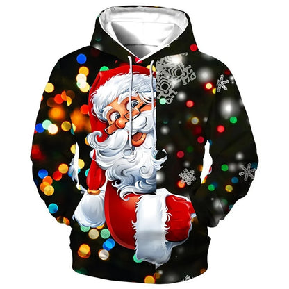 New Women's Pullover Hoodie Sweatshirt 3D Graphic Reindeer Casual Long Sleeve Hooded Regular Tops Wear Street Dailywear Clothing