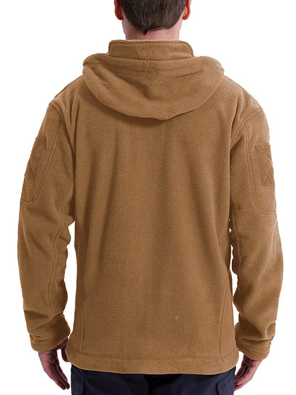 Men's Hunting Fleece Jacket Hiking Hunting Outdoor Fleece  Tactical Jacket Winter Warm Full Zip Military Hoodies Multi-Pockets
