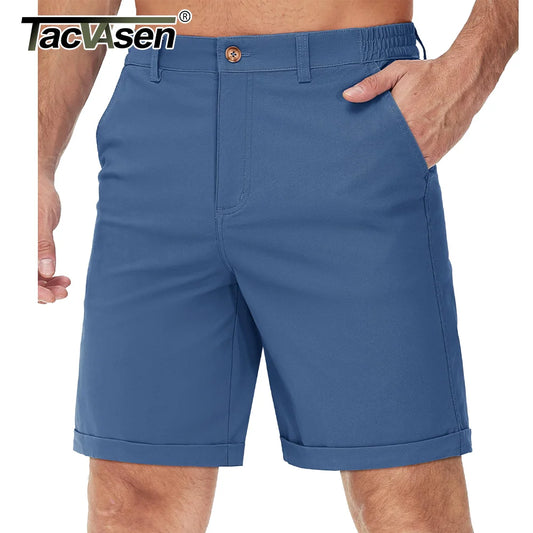 Summer Casual Shorts Mens Fit 7 Cotton Cargo Shorts Multi-pockets Rolled Leg Design Hiking Golf Shorts Streetwear Male