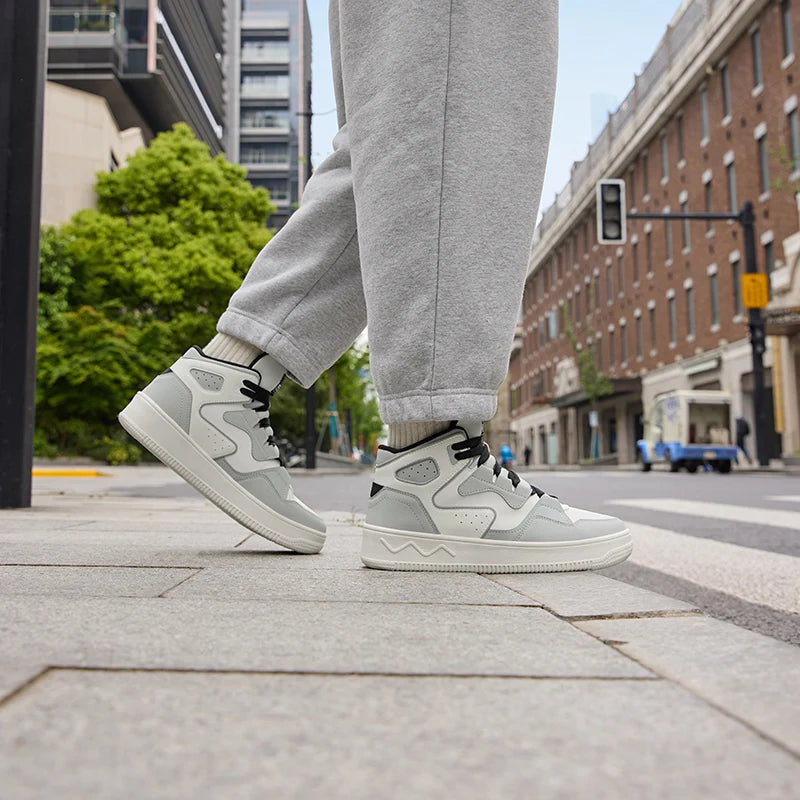 361 Degrees Men's Skateboard Shoes Leather High-top Water-repellent Elastic Thick-soled Simple Versatile Male Sneakers 672436628