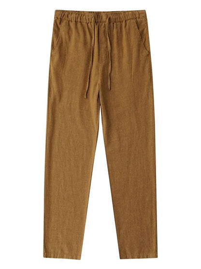 Casual Cotton Linen Chino Pants Men Wide Leg Lightweight Baggy Cotton Sweatpants Male Walking  Jogger Trousers Work
