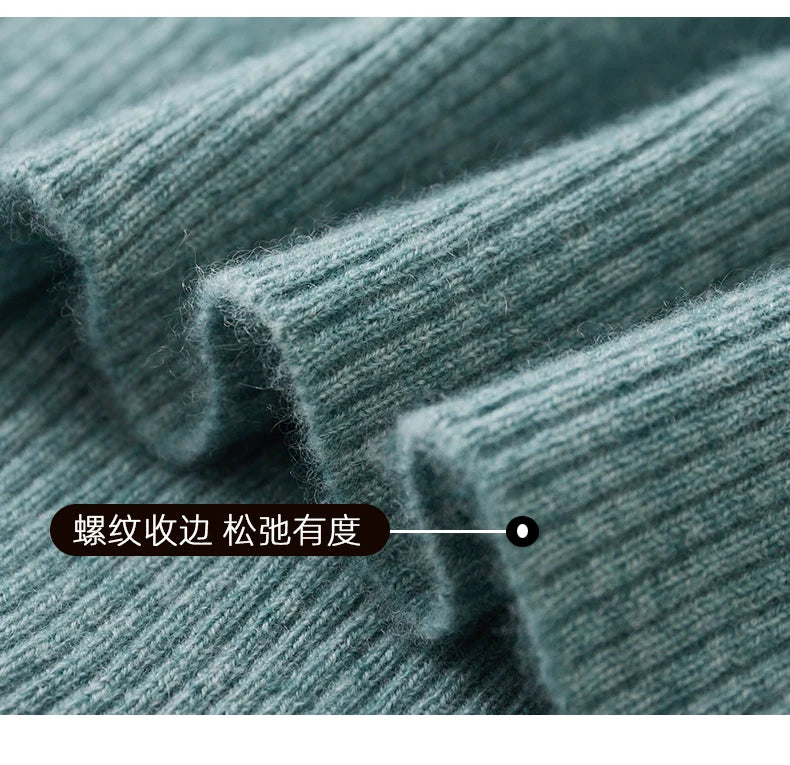 Autumn and winter new 100% pure wool sweater men's POLOL neck sweater lapel button cashmere sweater business bottoming shirt.