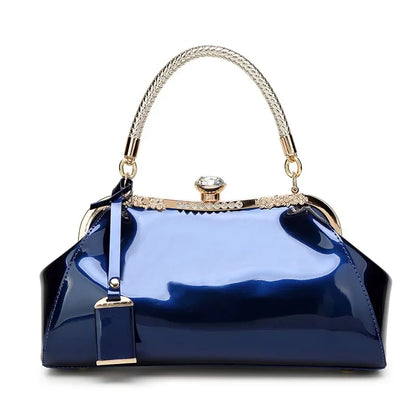 Trendy Fashionable Versatile Patent Leather Women's Handbag 2022 New Style Bright Face Clasp Diamond Lock Crossbody Wedding Bag