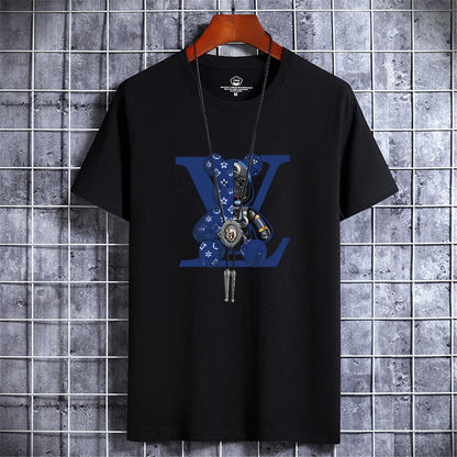 Summer Men's Luxury Casual T-Shirt Retro Y2k Designer Short Sleeve Tees Male Vintage Cotton Trendy High Quality Bear Print Tops