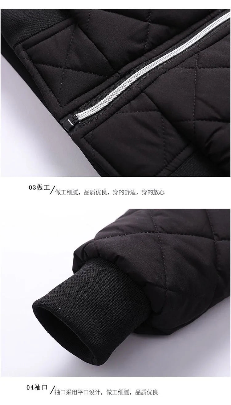 Autumn Winter Bomber Jacket Men Diamond Pattern Fleece Lined Casual Jacket Men Fashion Clothing 2023 Brand New Slim Fit Coat