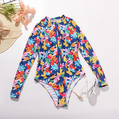 One-Piece Swimsuit Closed Long Sleeve Swimwear For Sports Surfing Bodysuit Women Swimming Bathing Suit Beachwear Pool Bather