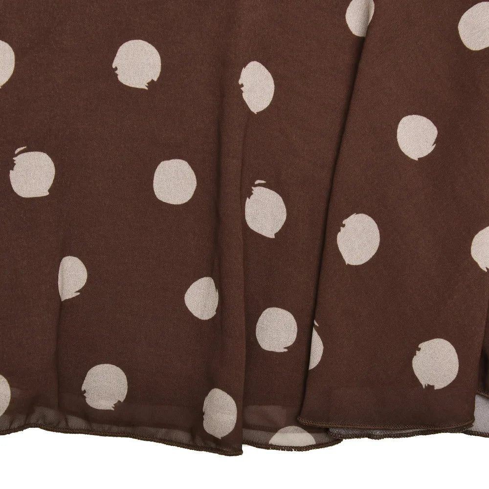 JULISSA MO Chiffon Print Polka Dot Ruched Women Dress Coffee Sleeveless High Waist Dress Spring Slim Elegant Party Club Outfits