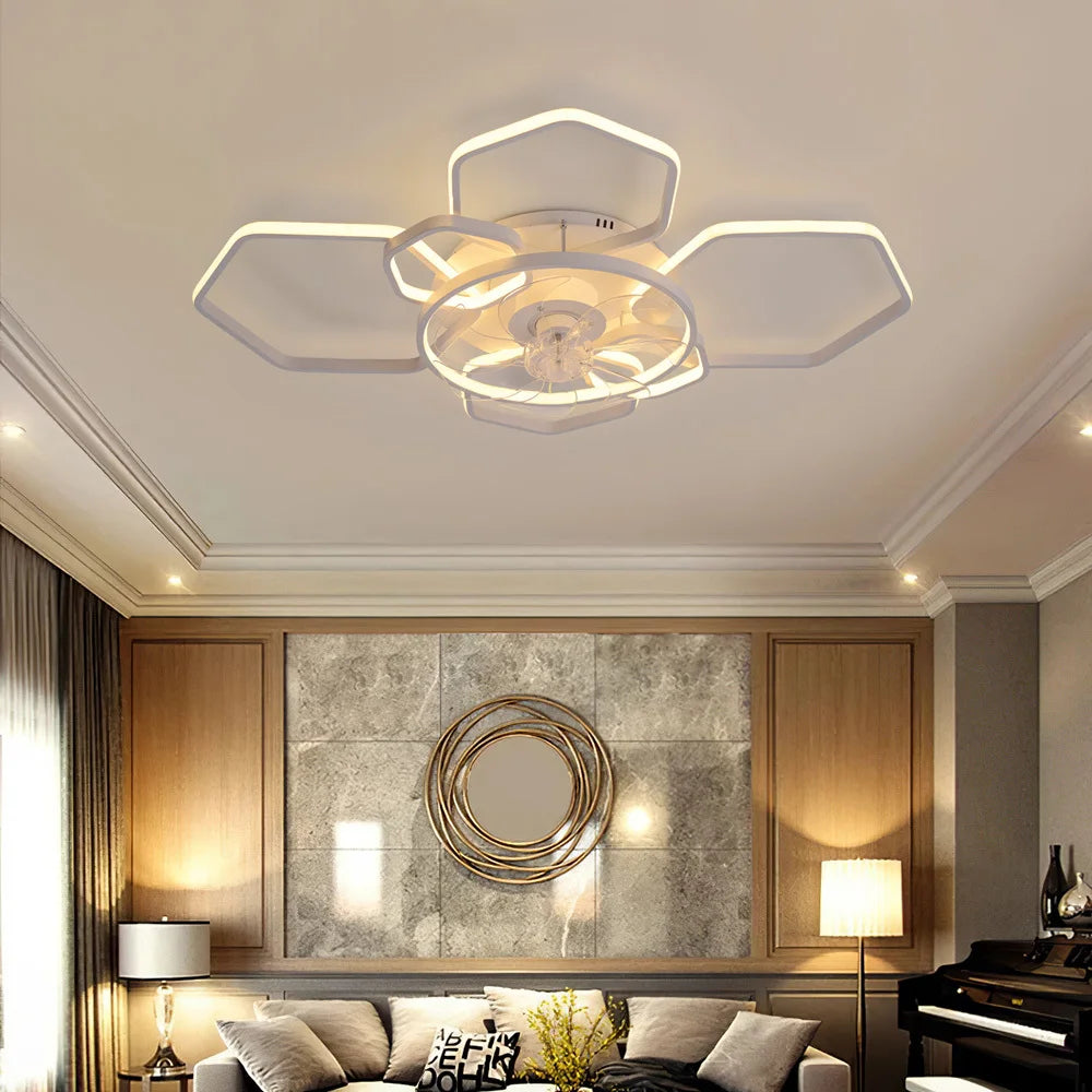 Geometrical Ceiling Fan Light with Remote Control 60W
