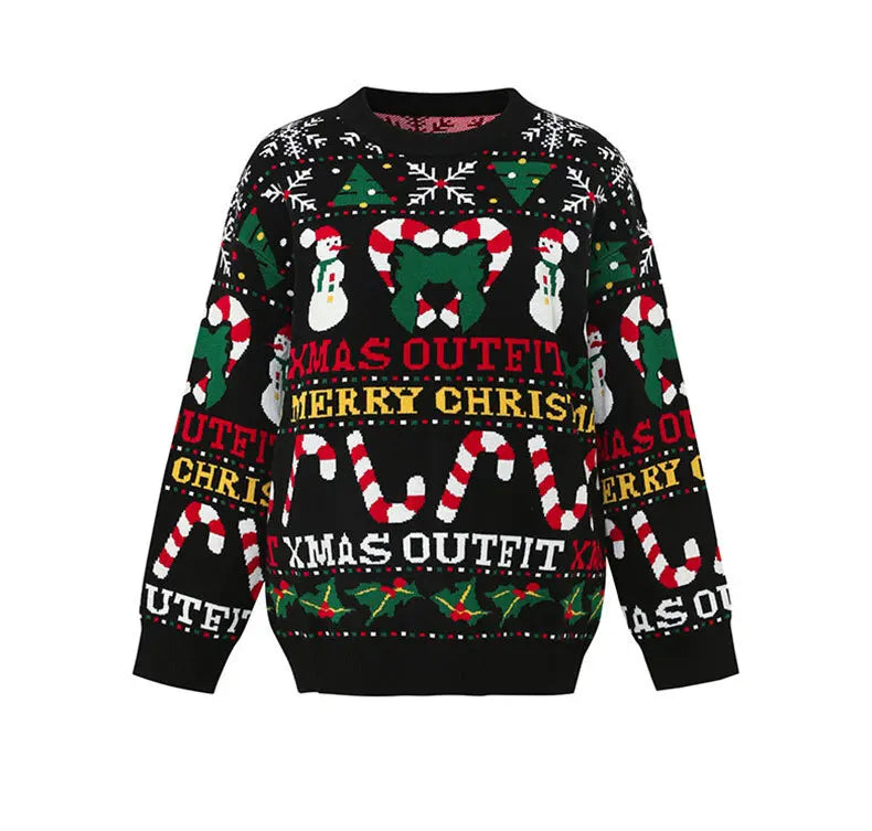 Plus Size Ugly Christmas Sweater | Cartoon Print Skin-Friendly Knitwear | Oversized Pullover for Women & Men