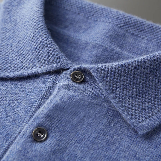 Autumn and winter new 100% merino wool men's POLO collar pullover honeycomb needle shirt fashion knitted men's coat.