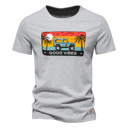 AIOPESON Cotton T Shirt for Men Brand Quality Print Men's T-shirts Casual Slim Fit O-neck Short Sleeve Summer Men Tops Tee Shirt
