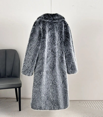 Fashion Faux Fur Coat European Style Lapel All Match Covered Button Loose Casual Long Women's Coats 2025 New Winter 23C2945