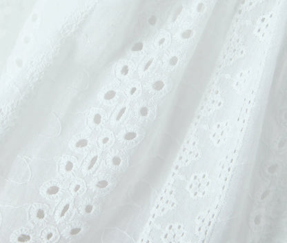 Evening Party Embroideryed Dress Elegant Summer Solid Color White Lace dress Off Shoulder Short Dress Front Tie Back Shirred