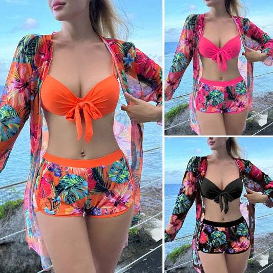 Print Separate Swimsuits Tankini Set Female Swimwear 2024 Sports Beach Wear Two-Piece Bathing Suit Pool Women Swimming Suit