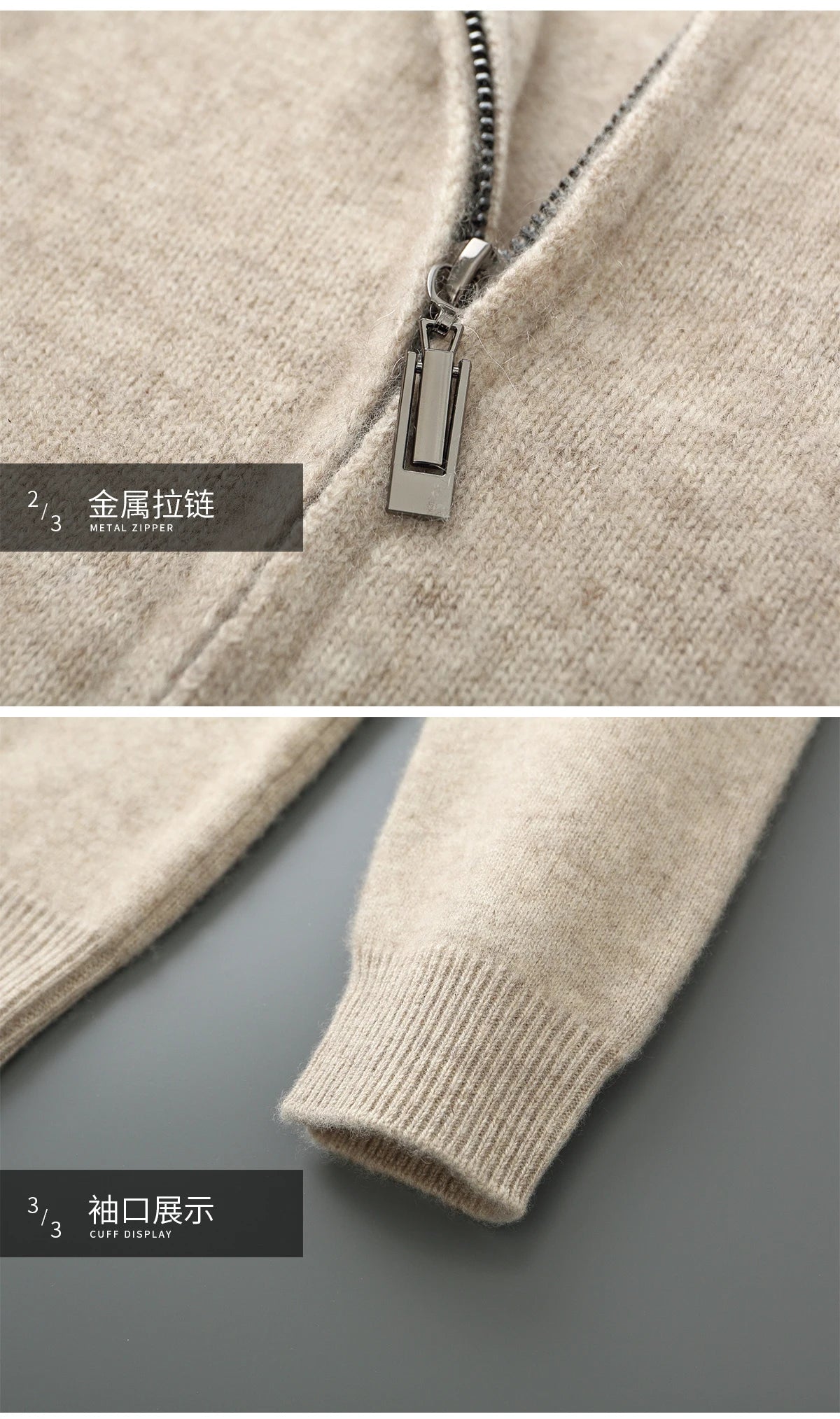 MVLYFLRT Men's Merino Wool Knitted Suit Half Height Zipper Cardigan Long Pants Tracksuit Fashionable Casual Wear 24592431