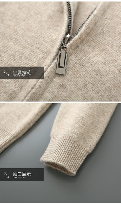 MVLYFLRT Men's Merino Wool Knitted Suit Half Height Zipper Cardigan Long Pants Tracksuit Fashionable Casual Wear 24592431