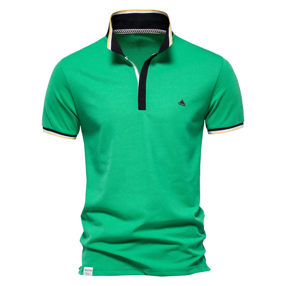 AIOPESON Summer Cotton Dot Printed Polo Shirts for Men Casual Social Business Mens Polos Short Sleeve Polo Men's Clothing