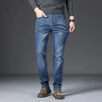 New Men's Classic Versatile Narrow Leg Denim Pants Office Work Chino Trousers Chic Vintage Streetwear Casual Hot Sale Jeans Male
