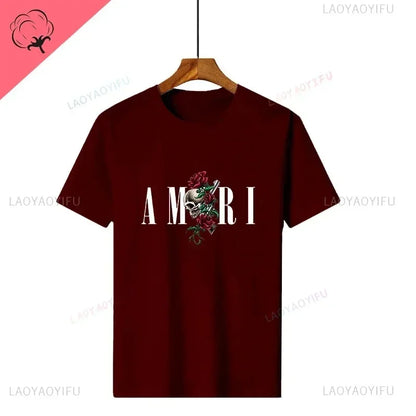 Retro Y2k T-shirt Cotton Soft Graphic Print Tees for Male Designer Luxury Short Sleeve Vintage O-neck Tops Summer Man Clothing
