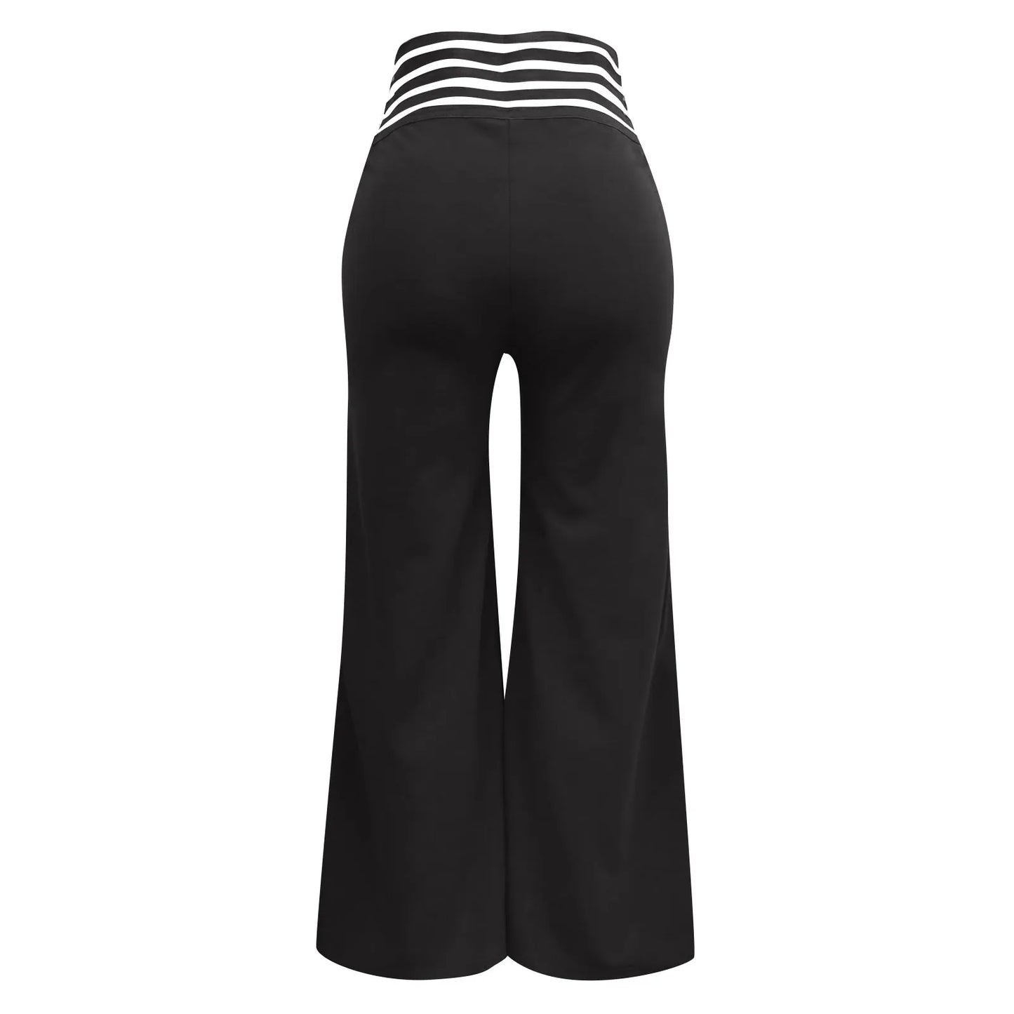 Summer Wide Leg Hollow Wide Waistband Long Pants Women High Waist Solid Color Wide Leg Flared Trousers Yoga Sport Gym Pants