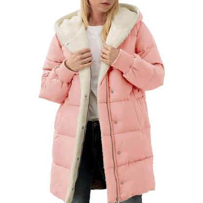 Womens Winter Warm Coats Sherpa Fleece Lined Long Hooded Puffer Jacket