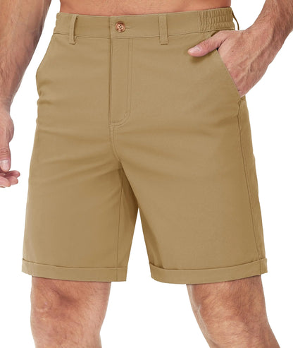 Summer Casual Shorts Mens Fit 7 Cotton Cargo Shorts Multi-pockets Rolled Leg Design Hiking Golf Shorts Streetwear Male
