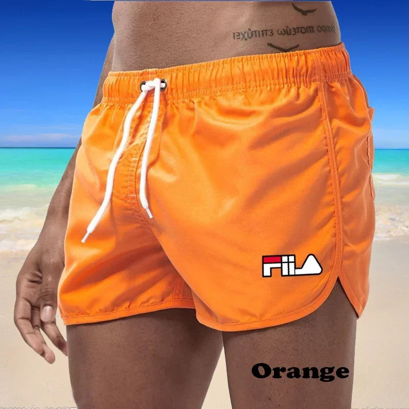 2025 Men's quick drying, breathable, multi-color printed beach shorts, three-way casual sports shorts