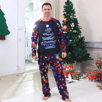 Christmas Family Matching Sets 2025 Father Mother Children Cartoon Pajamas+Pants 2Pcs Xmas Parent-Children Homewear Clothes Suit
