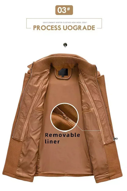 Men Fashion Autumn Winter Wool Trench Coats Fashion Middle Long Jacket Male Double Collar Zipper Coat Windbreak Woolen Overcoat