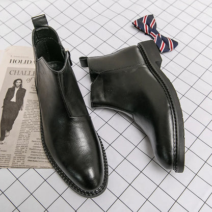 Men's Genuine Leather Boots Classic Ankle Boots Winter Business Short Boots Men's Casual Boots Pointed Groom's Wedding Boots