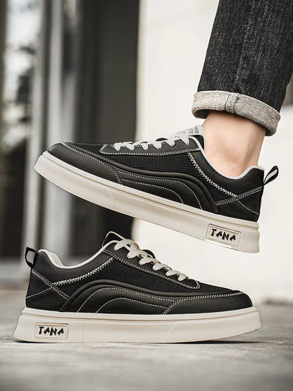 New Men Sneakers Comfortable Platform Shoes 2025 Trend Lace-up Vulcanized Shoes lightweight breathable White Casual Sneakers