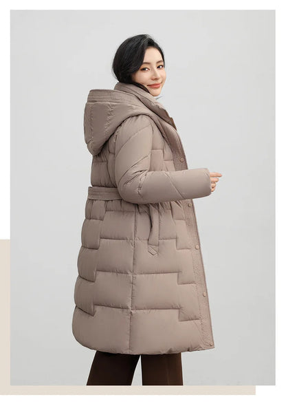 New Winter Parkas Thick Down Cotton Jacket Women Hooded Mid-Length Puffer padded coat
