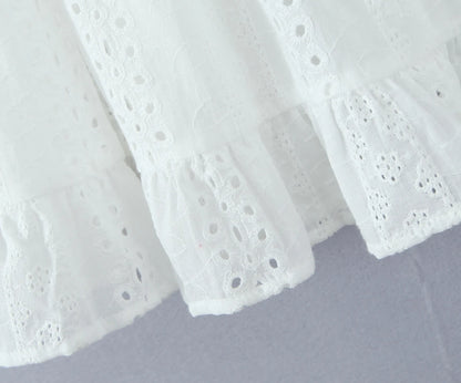 Evening Party Embroideryed Dress Elegant Summer Solid Color White Lace dress Off Shoulder Short Dress Front Tie Back Shirred