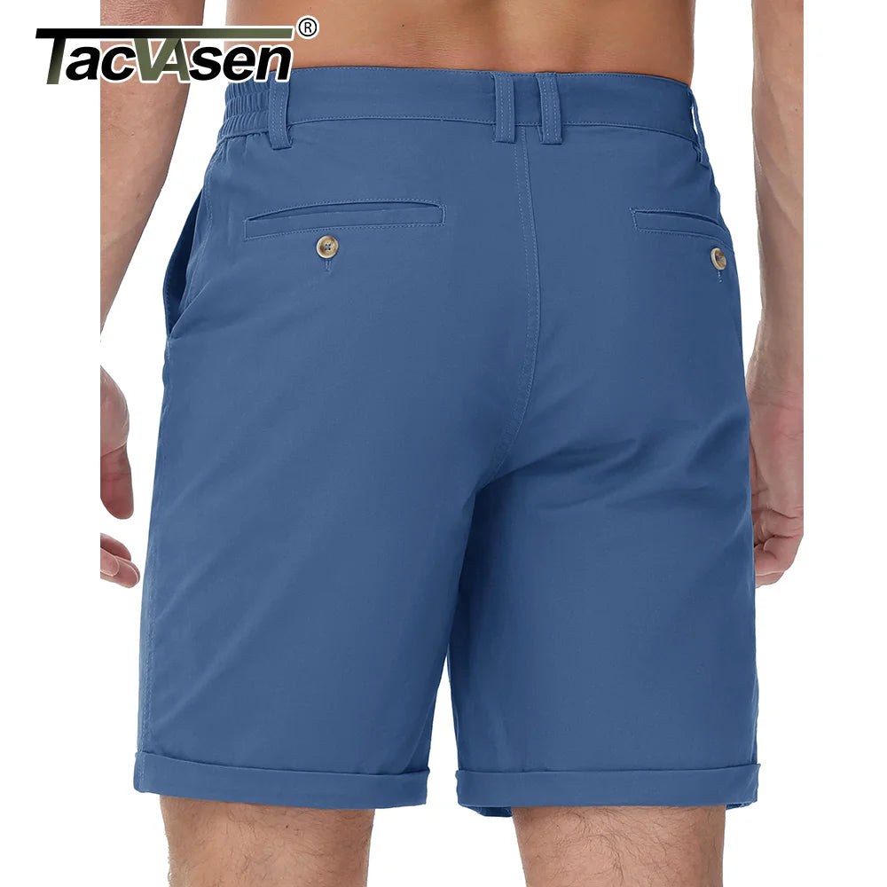 Summer Casual Shorts Mens Fit 7 Cotton Cargo Shorts Multi-pockets Rolled Leg Design Hiking Golf Shorts Streetwear Male