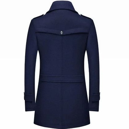 Men Fashion Autumn Winter Wool Trench Coats Fashion Middle Long Jacket Male Double Collar Zipper Coat Windbreak Woolen Overcoat