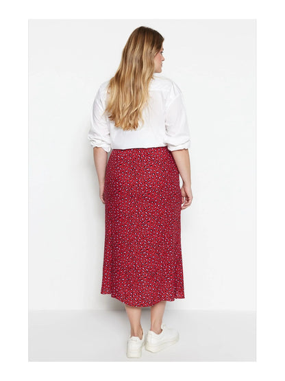 Trendyol TYZA Women's Plus Size Skirts Casual Animal Print Woven Plus Size Clothes Animal Print Skirts Casual