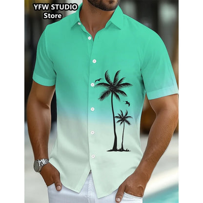 Men summer holiday shirt with 3D Coconut Tree Printed Oversized shirt