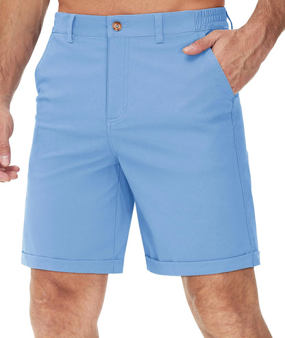 Summer Casual Shorts Mens Fit 7 Cotton Cargo Shorts Multi-pockets Rolled Leg Design Hiking Golf Shorts Streetwear Male