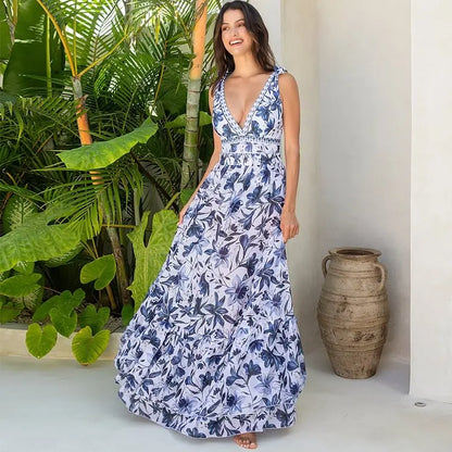2025 Flaxmaker Vintage Printed Swimsuit and Sarong Swimwear Women Elegant Sleeveless Summer Swimwear Ladies Bathingsuit