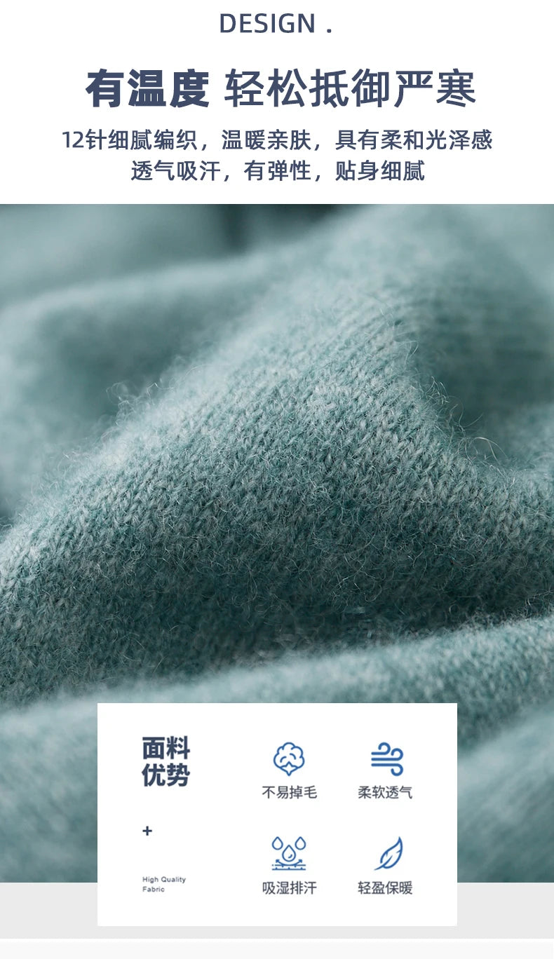 Autumn and winter new 100% pure wool sweater men's POLOL neck sweater lapel button cashmere sweater business bottoming shirt.