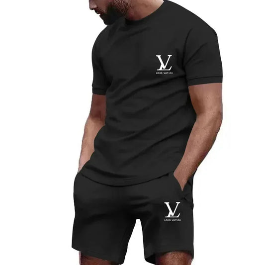 Summer Sportswear Suit Men'S Fashion Two-Piece Sports Fitness Running Casual Quick Drying Short Sleeved Shorts Set For Men