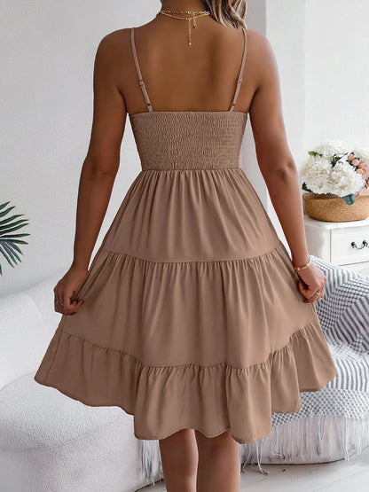 Casual Vacation Ruffled Camisole Dress Spring Summer Women's Solid Dresses for Women