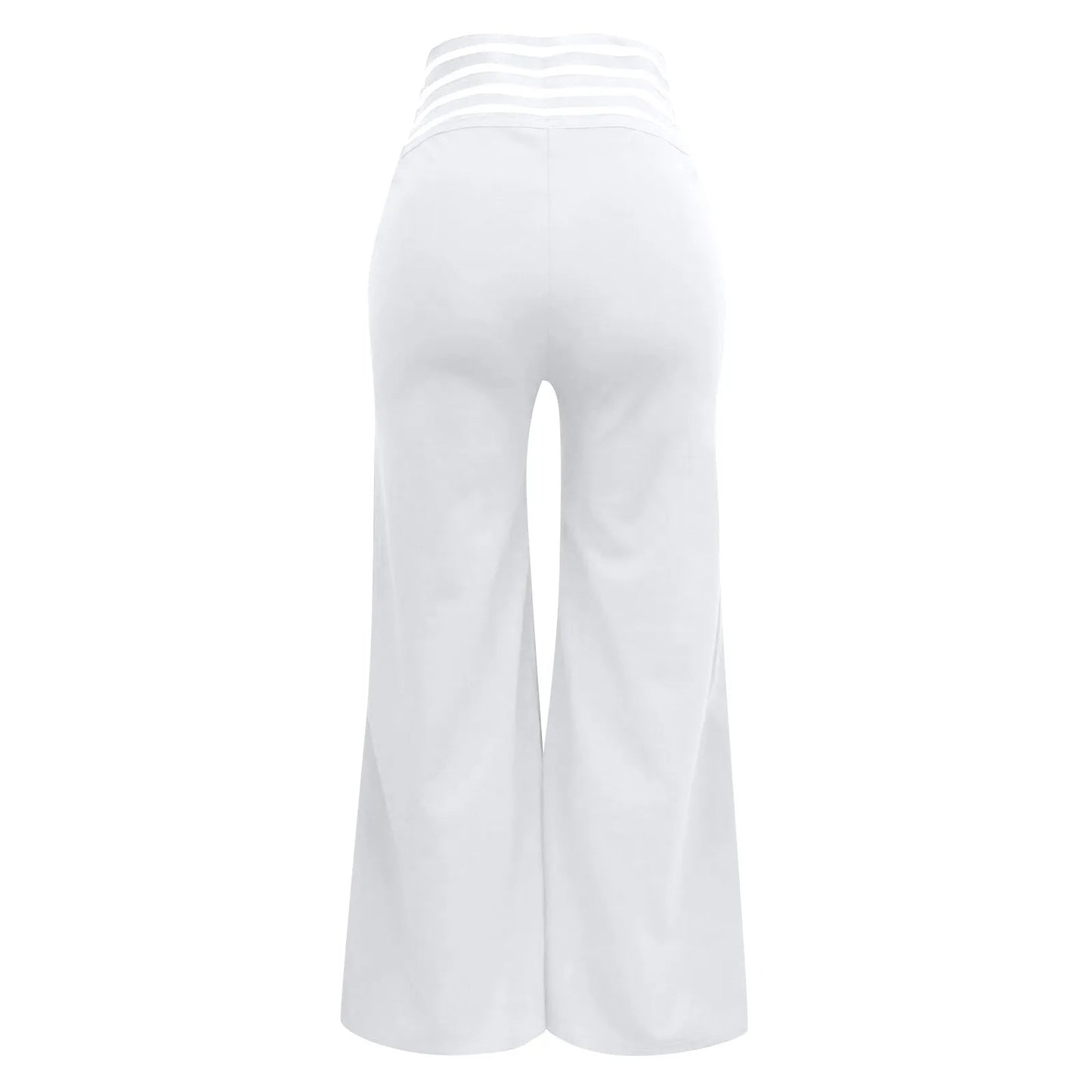 Summer Wide Leg Hollow Wide Waistband Long Pants Women High Waist Solid Color Wide Leg Flared Trousers Yoga Sport Gym Pants